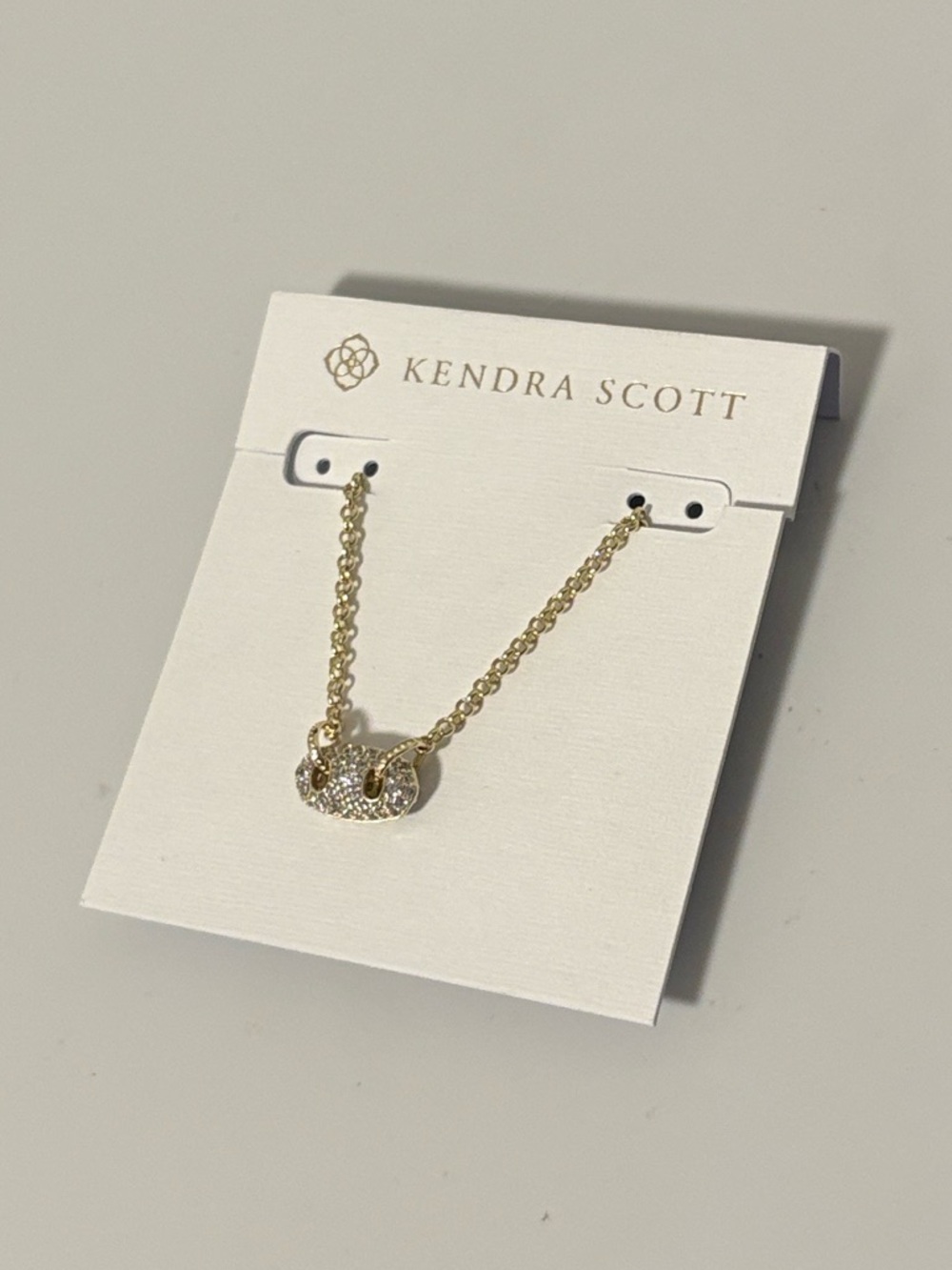 NWT [Kendra Scott] Bailey Gold Pave Pendant Necklace w/ White CZ Crystals - Picture 4 of 8
